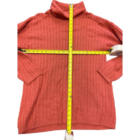 Wainscott Wool Angora Orange Cable Knit Long Sleeve Turtleneck Sweater S - Picture 3 of 6